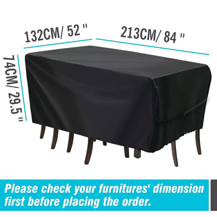 Velway Patio Table Cover Rectangle Waterproof Patio Furniture Cover for Outdoor Table and Chairs 84”Lx52”Wx29”H Oxford Dining Table Cover Tear-Resistant Wind Dust Proof Furniture Set Covers for Winter