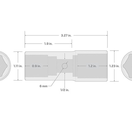 TEKTON 1/2 Inch Drive 21 x 22 mm Thin Wall Impact Flip Socket | SIF22122
