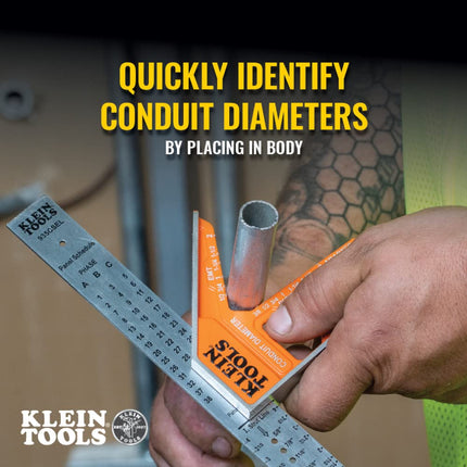 Klein Tools 935CSEL Combination Square Ruler for Electricians and Carpenters, Stainless Steel Double Sided Ruler, Bubble Level, Magnetic