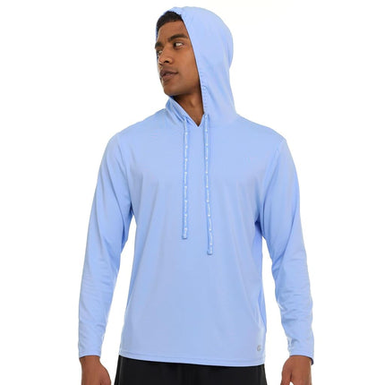 Champion Men's Sun Hoodie, Long Sleeve UPF 50+ Rash Guard Fishing Sun Shirt, Light Blue, S
