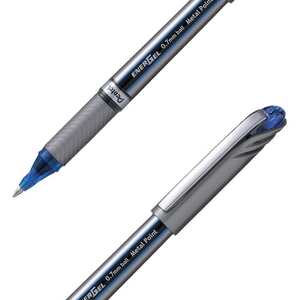 Pentel BL27 Energel Plus Roller Ball Pen, 0.7mm Tip, Blue ink (Pack of 12)