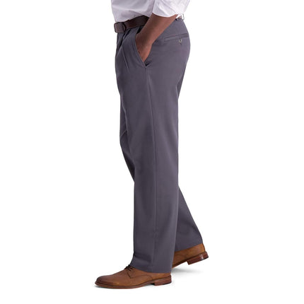 Haggar Men's Iron Free Premium Khaki Classic Fit Pleat Front Pant - Regular and Big & Tall Sizes, Dark Gris, 42W x 29L
