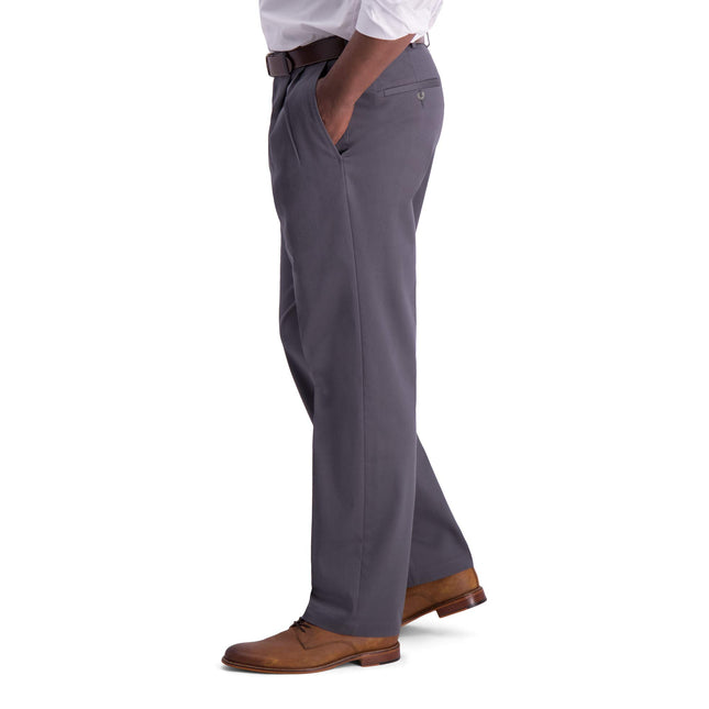 Haggar Men's Iron Free Premium Khaki Classic Fit Pleat Front Pant - Regular and Big & Tall Sizes, Dark Gris, 42W x 29L
