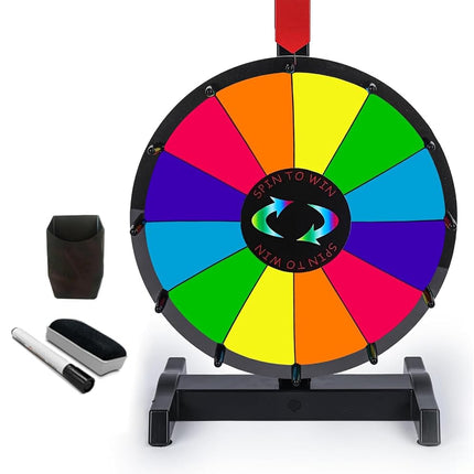 Hooomyai HC Display 12" Tabletop Spinning Prize Wheel 12 Slots with Durable Plastic Base, 2 Pointer, for Fortune Spin Game in Party Pub Trade Show Carnival