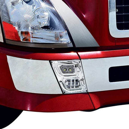 United Pacific 32594 Phare antibrouillard, chrome, LED haute puissance, côté conducteur, avec feux de jour et de position à LED, pour Volvo VN/VNL 2003-2017