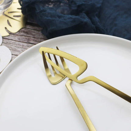 JASHII Flatware Set 32-piece Silverware Set Matte Finished Cutlery Set Service for 8 Include Knife/Fork/Spoon/Coffee spoon Dishwasher Safe (Gold)