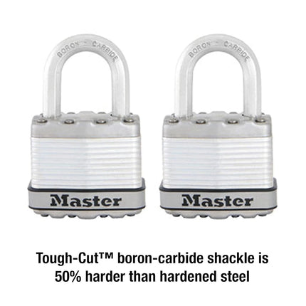 Master Lock M1XTCCSEN 1-3/4-Inch Wide Magnum Laminated Steel Padlock, 5/16-Inch Diameter, 1-Inch Shackle Clearance, Twin Pack, Silver, 2 Pack, Keyed-Alike