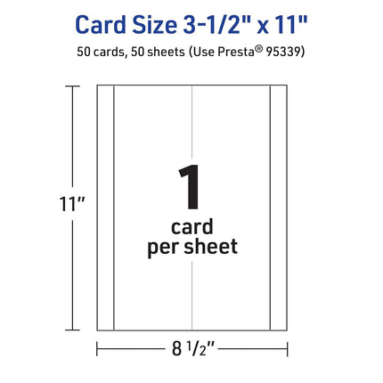 Avery Printable Rectangle Tent Cards, 3.5" x 11", Glossy White Cardstock, Laser/Inkjet, 50 Total, Great for Table Talkers, Promotional Signs, Instructional Signs, and More