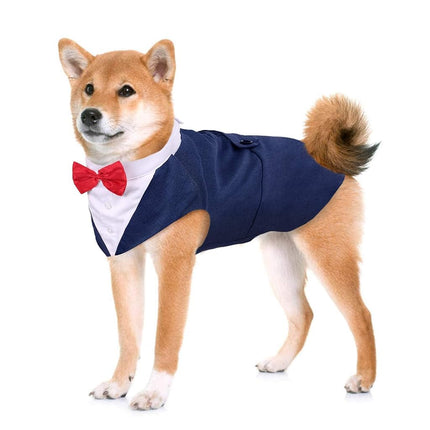 Kuoser Dog Tuxedo Dog Suit and Bandana Set, Dogs Tuxedo Wedding Party Suit, Doggy Prince Bow Tie Shirt Formal Pet Wedding Attire for Large Medium and Small Dogs Golden Retriever Samo Bulldogs