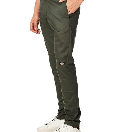 Dickies Men's Skinny-Straight Double Knee Work Pant, Olive Green, 33W x 32L