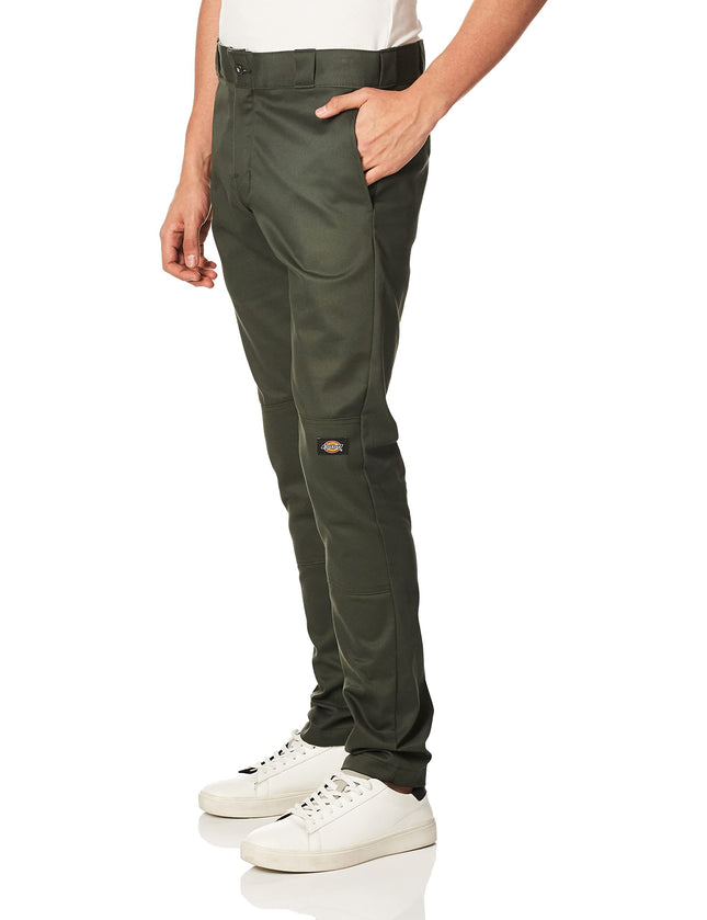 Dickies Men's Skinny-Straight Double Knee Work Pant, Olive Green, 33W x 32L