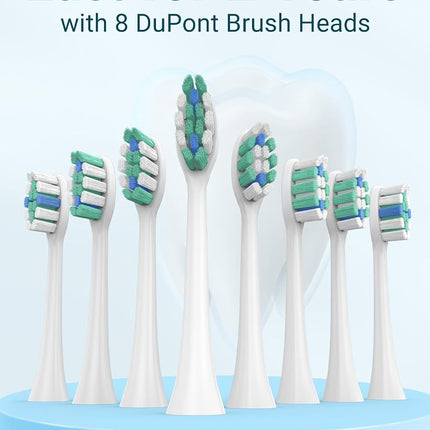 Rtauys S5 Sonic Electric Toothbrush for Adults with 8 Brush Heads, IPX7 Travel Electric Toothbrush with Travel Case, 2.5 Hours Charge for 120 Days, 5 Modes with 2 Minutes Built in Smart Timer Green