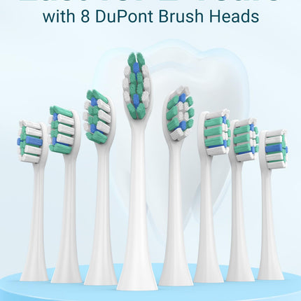 Rtauys S5 Sonic Electric Toothbrush for Adults with 8 Brush Heads, IPX7 Travel Electric Toothbrush with Travel Case, 2.5 Hours Charge for 120 Days, 5 Modes with 2 Minutes Built in Smart Timer Green