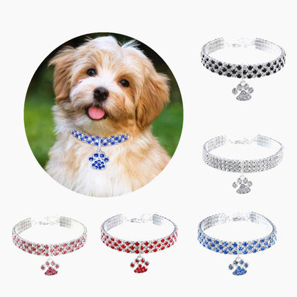 RayMinsino Pet Collar with Diamonds, Adjustable Crystal Diamond Elastic Heart Claw Pendant Wedding cat and Dog Small pet Necklace Jewelry