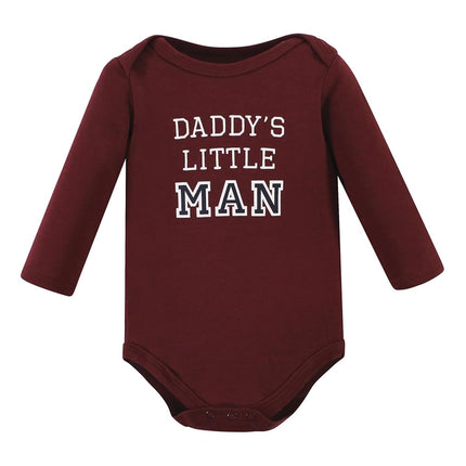Lot de 3 grenouillères à manches longues en coton pour bébé unisexe Hudson Baby, motif « Boy Daddy », nouveau-né, motif « Boy Daddy », nouveau-né