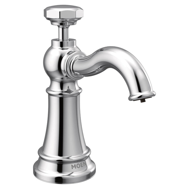 Moen S3955C Traditional Deck Mounted Kitchen Soap Dispenser with Above The Sink Refillable Bottle, Chrome