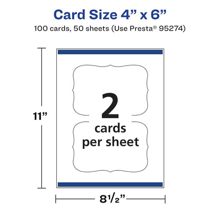 Avery Printable Rectangle Flourished Edge Postcards with Sure Feed Technology, 4" x 6", Glossy White Cardstock, Print-to-the-Edge, Laser/Inkjet Cards, 100 Total
