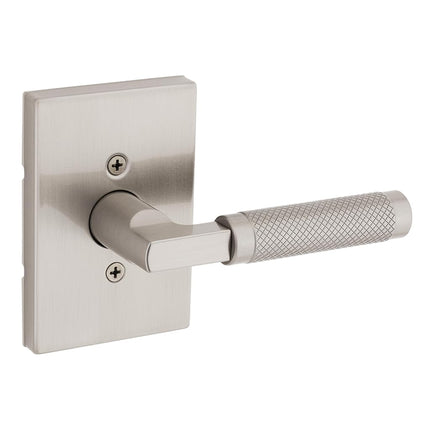 Kwikset Prava Dummy Door Handle Knurled Single Sided Lever for Cupboards, French Double Doors and Pantry, Satin Nickel, Reversible Non Turning Interior Lever with Guard