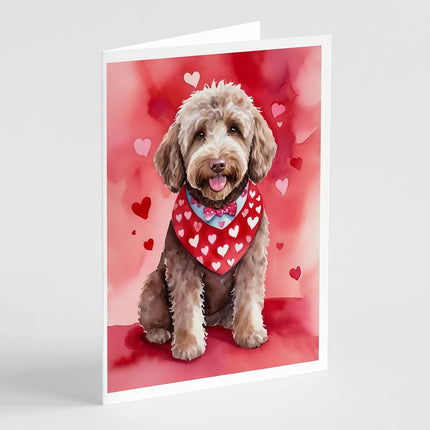 Caroline's Treasures DAC5380GCA7P Labradoodle My Valentine Greeting Cards Pack of 8 Blank Cards with Envelopes Whimsical A7 Size 5x7 Blank Note Cards