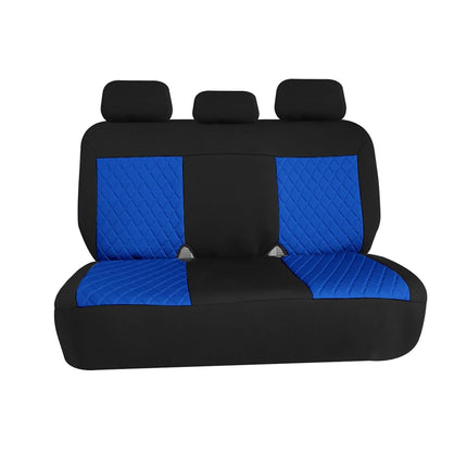 FH GROUP Car Seat Covers Neosupreme - Seat Cover for Low Back Seats with Removable Headrest, Universal Fit, Airbag Compatible, Seat Cover for SUV, Rear Set Blue/Black