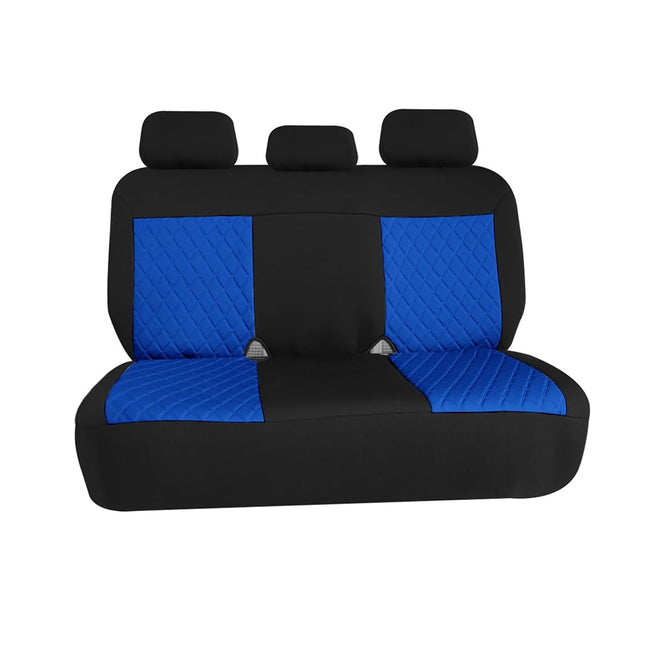 FH GROUP Car Seat Covers Neosupreme - Seat Cover for Low Back Seats with Removable Headrest, Universal Fit, Airbag Compatible, Seat Cover for SUV, Rear Set Blue/Black