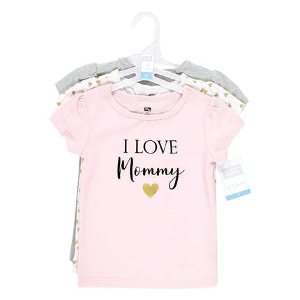 Camisetas de manga corta Hudson Baby unisex para bebé, Girl Mommy, 3T