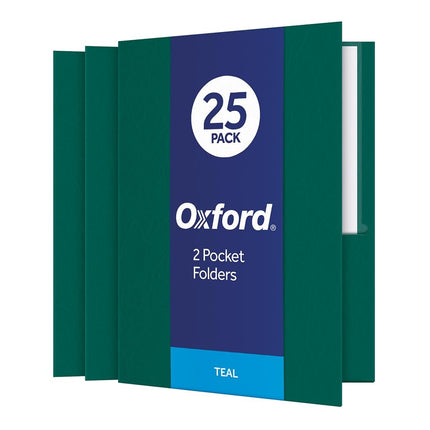 Oxford Twin Pocket Folders, Letter Size, Teal, 25 
