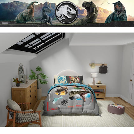 Franco Jurassic World Rebirth Kids Bedding Super Soft Cozy Microfiber Comforter and Sheet Set, 5 Piece Full Size, (Officially Licensed Product)