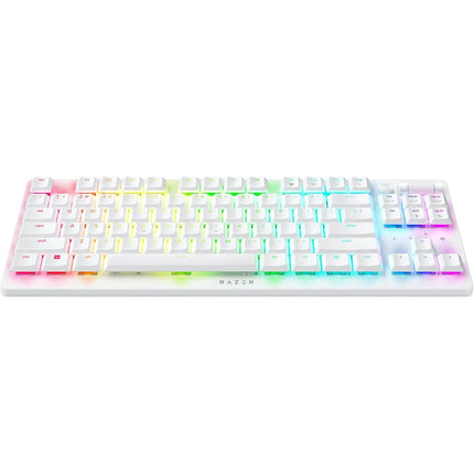 Clavier de jeu sans fil Razer DeathStalker V2 Pro TKL : Switches optiques low-profile – Linéaire rouge – Sans fil HyperSpeed et Bluetooth 5.0 – Batterie de 50 h – Touches avec revêtement ultra-durable – RVB – Blanc