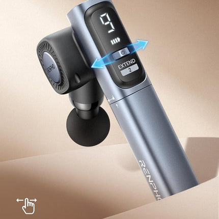 RENPHO Pistola de Masaje con Cabezal y Mango Ajustables, Masajeador Muscular de Percusión Portátil para Masaje de Tejido Profundo, Extend 2 con Estuche de Transporte Portátil, Atletas