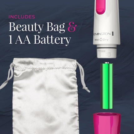 Kit de depilación corporal y bikini Remington para mujer, uso en húmedo/seco, afeitadora de láminas, exfoliador, recargable, neutro