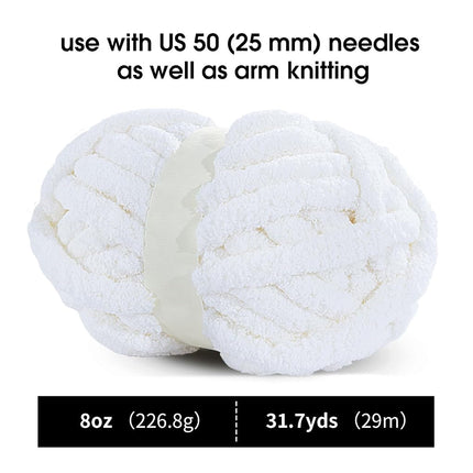 MABOZOO Bulky Chunky Yarn for Hand & Arm Knitting, 12 Pack Cream Fluffy Jumbo Chenille,Soft Plush Fuzzy Yarn(27 yds,8 oz Each Skein)