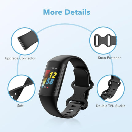 2 Pack Waterproof Bands Compatible with Fitbit Charge 6 / Charge 5 Bands