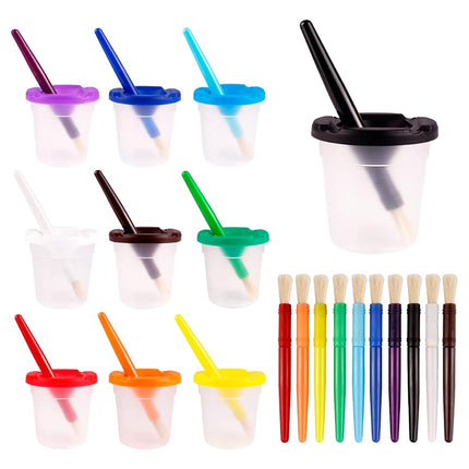 30PCS Spill-Proof Paint Cups with Paint Brushes, F