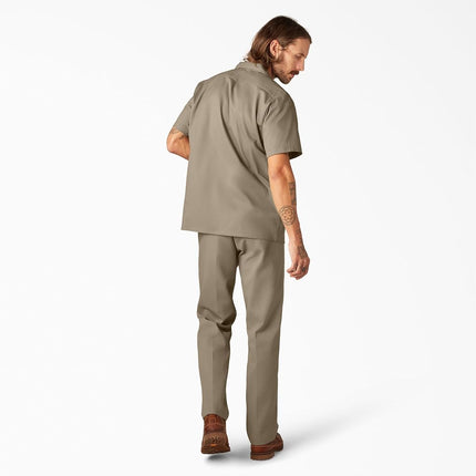 Dickies Men's Short Sleeve Work Shirt Button, Brown, XXL Big Tall