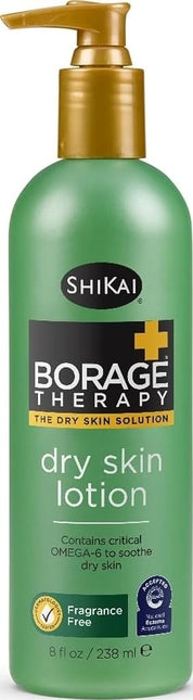 ShiKai - Borage Therapy Plant-Based Dry Skin Lotion, Soothing & Moisturizing Relief For Dry, Irritated & Itchy Skin, Non-Greasy, Sensitive Skin Friendly (Unscented, 8 Ounces)
