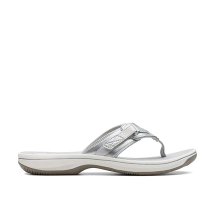 Clarks Women's Breeze Sea Flip Flop, New Silver Synthetic, 2.5 UK