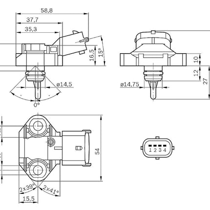 Bosch 0261230112 Pressure and Temperature Sensor