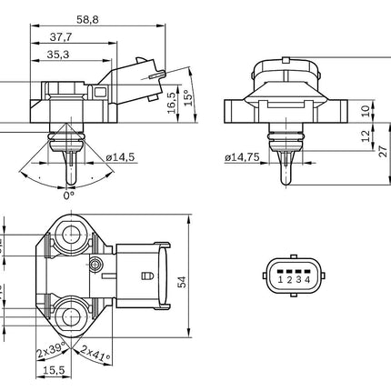 Bosch 0261230112 Pressure and Temperature Sensor