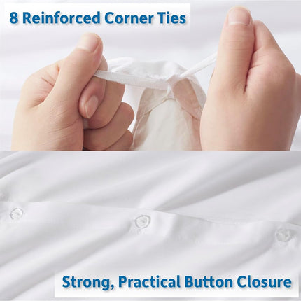 Nestl Queen Duvet Cover Set with Comforter Insert - White 4 Piece 90x90 Duvet Cover & 2 Pillow Shams with White Quilted Down Alternative Comforter, Ultra Soft, All Season