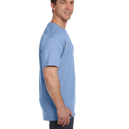Hanes Men's Short Sleeve Pocket Tee Value Pack (Available in 1 Or 2 Pack), Light Blue (2 Pack), S