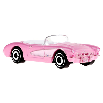 Hot Wheels Barbie Corvette rosa fundido a presión a escala 1:64, coche de juguete modelado a partir del Corvette de la película Barbie con embalaje temático de la película, HPR54