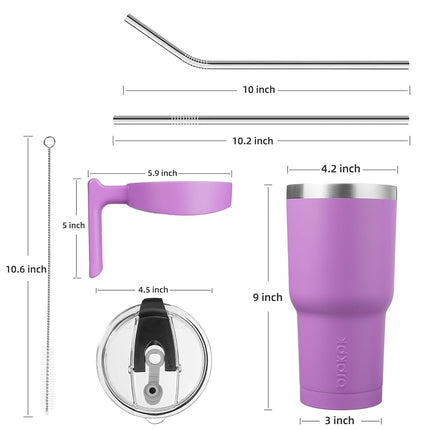BJPKPK Tumbler with Handle 40 oz Stainless Steel Tumbler with Lid and Straw Insulated Coffee Cups,Lavender