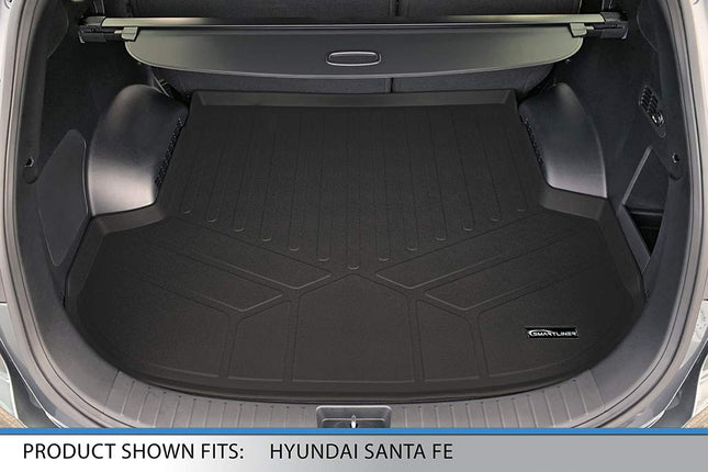 SMARTLINER All Weather Custom Fit Cargo Liner Trunk Floor Mat Black for 2019 Hyundai Santa Fe 5 Passenger Models