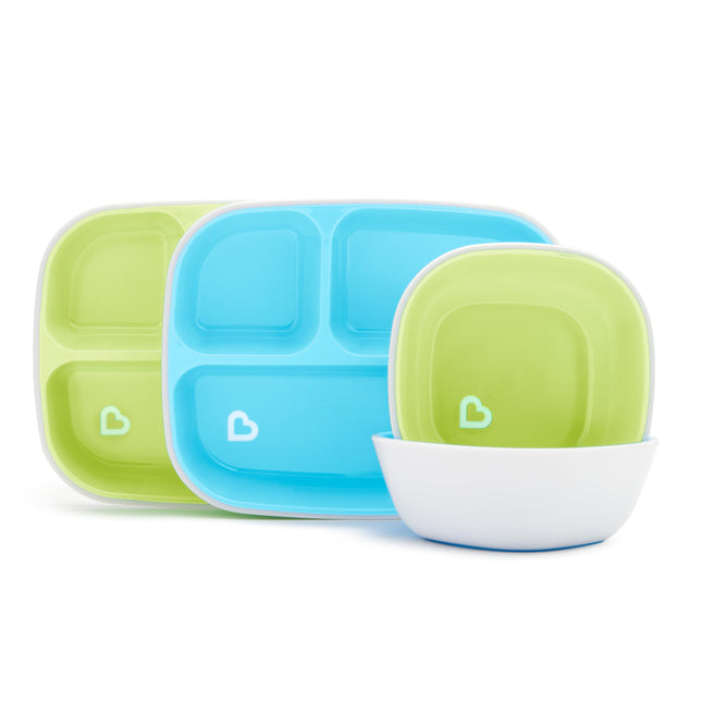 Munchkin Splash 4 Piece Toddler Divided Plate and 