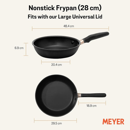 Meyer Accent Series Non Stick Frying Pan 28cm - Large Induction Frying Pan with Ergonomic Silicone Handles, Oven & Dishwasher Safe Durable Cookware, Matte Black