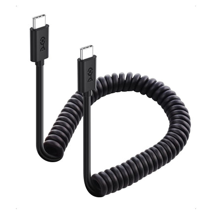 Cable Matters Coiled USB C to USB C Cable 1-4 Feet, Up to [60W Charging, 480Mbps Data Transfer] Compatible with Apple CarPlay, Android Auto, USBC Charger Cable for iPhone 16/15, Galaxy S24
