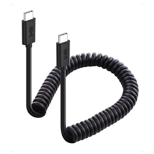 Cable Matters Coiled USB C to USB C Cable 1-4 Feet, Up to [60W Charging, 480Mbps Data Transfer] Compatible with Apple CarPlay, Android Auto, USBC Charger Cable for iPhone 16/15, Galaxy S24