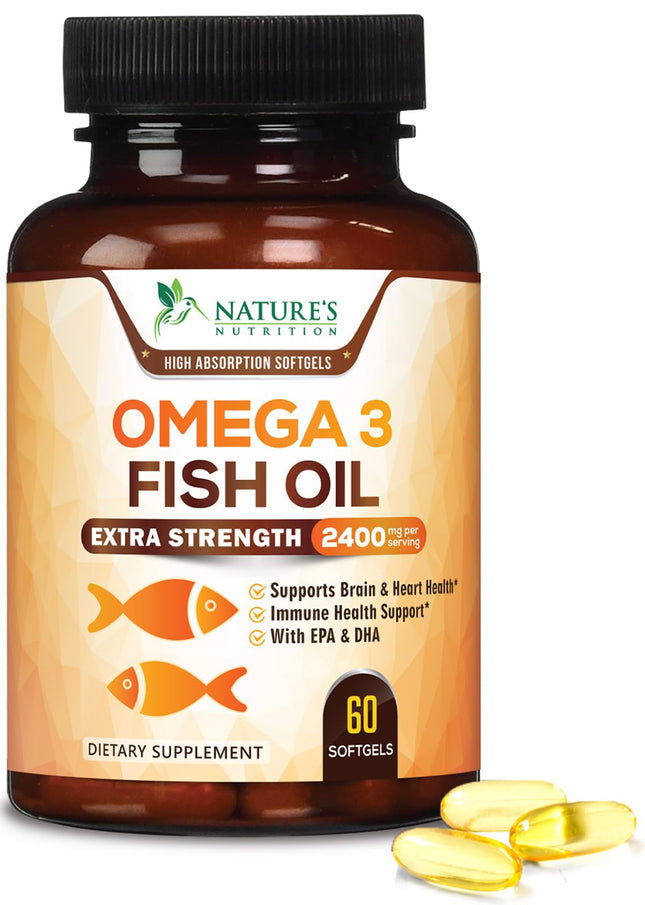 Omega 3 Fish Oil Supplements - 2400mg Fish Oil Per