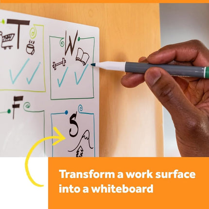 Post-it Dry Erase Whiteboard Film Surface for Walls, Doors, Tables, Chalkboards, Whiteboards, and More, Removable, Stain-Proof, Easy Installation, 8 ft x 4 ft Roll (DEF8X4), Model Number: DEF8x4